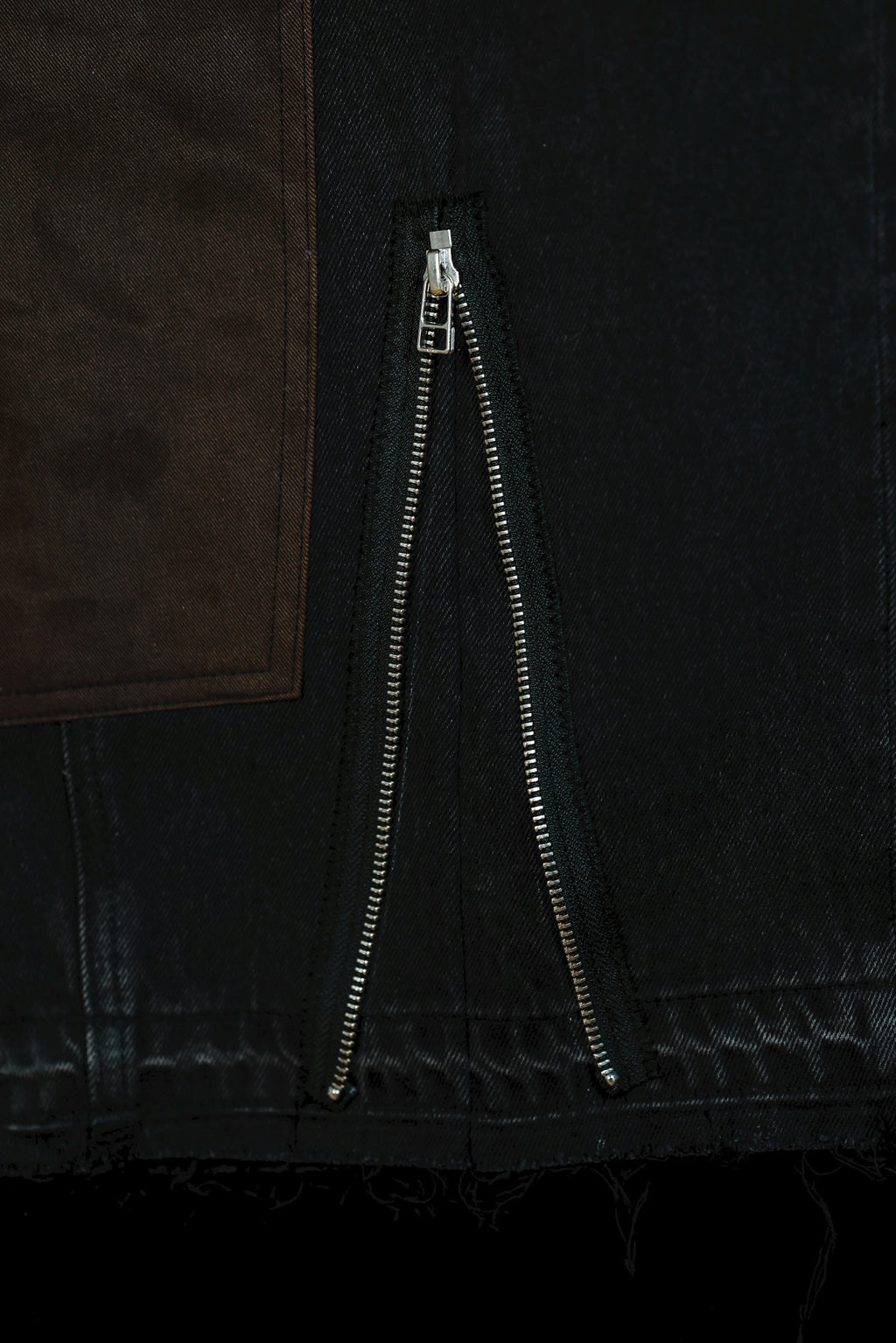 Patchwork zipper detail pants