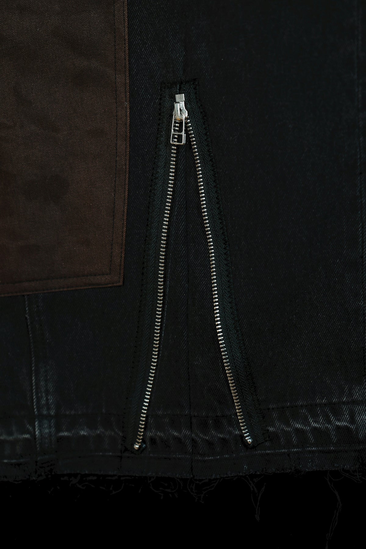 Patchwork zipper detail pants