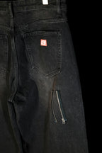 Patchwork zipper detail pants