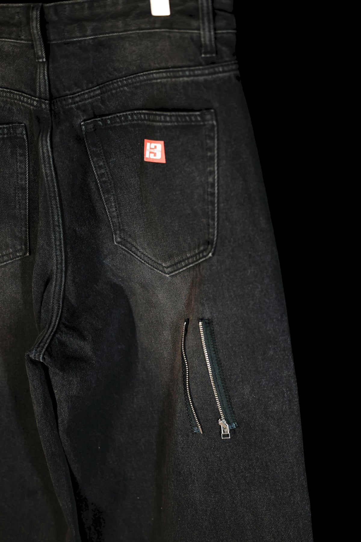 Patchwork zipper detail pants