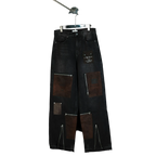 Patchwork zipper detail pants