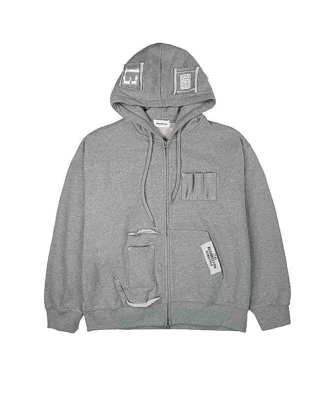 patchwork magazine 2way zipup hoodie