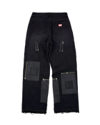 Patchwork zipper detail pants