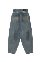 oil washed wide denim pants