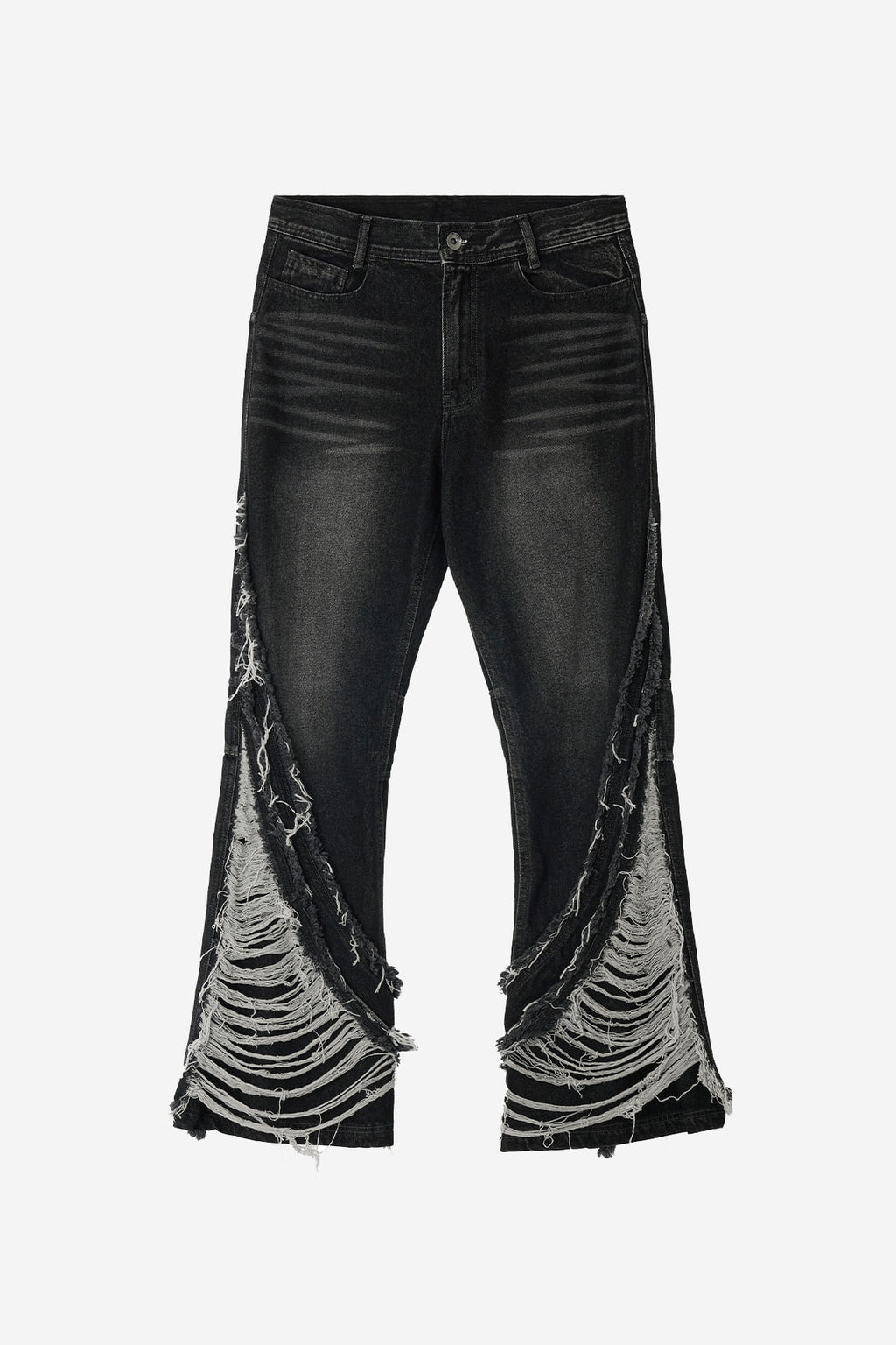 DESTROYED CRUSH DOUBLE LINE WASHING DENIM PANTS