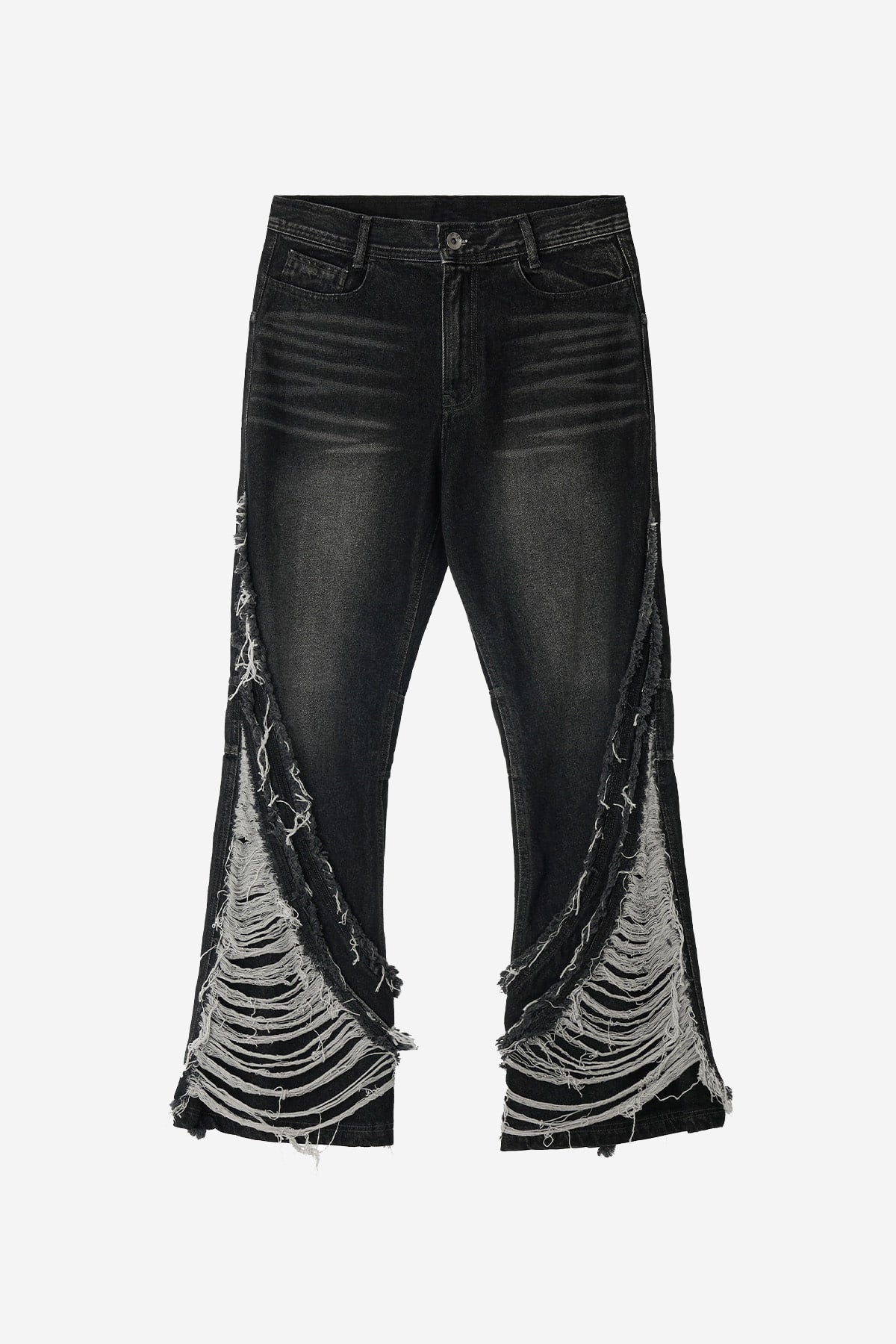 DESTROYED CRUSH DOUBLE LINE WASHING DENIM PANTS