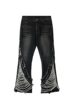 double line denim pants