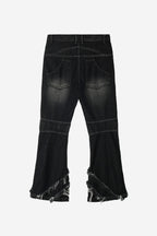DESTROYED CRUSH DOUBLE LINE WASHING DENIM PANTS