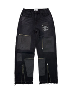 Patchwork zipper detail pants