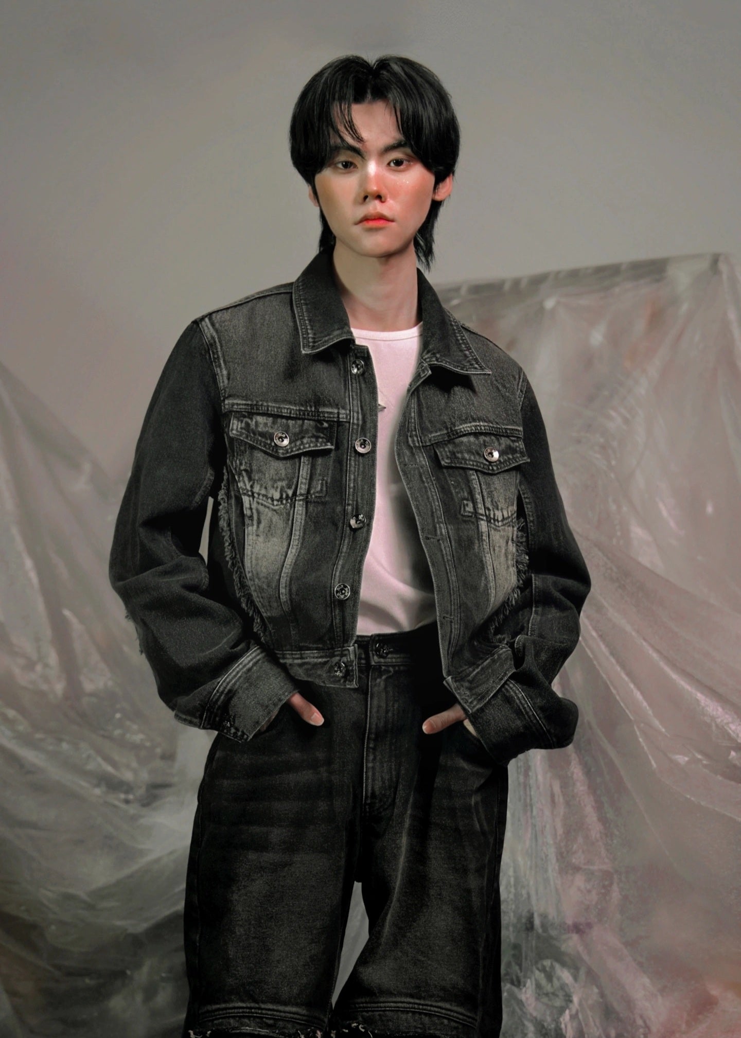 SIGNATURE RAW CUT WASHING DENIM TRUCKER JACKET