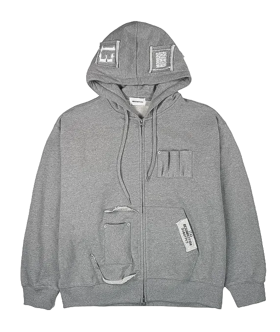 patchwork magazine 2way zipup hoodie