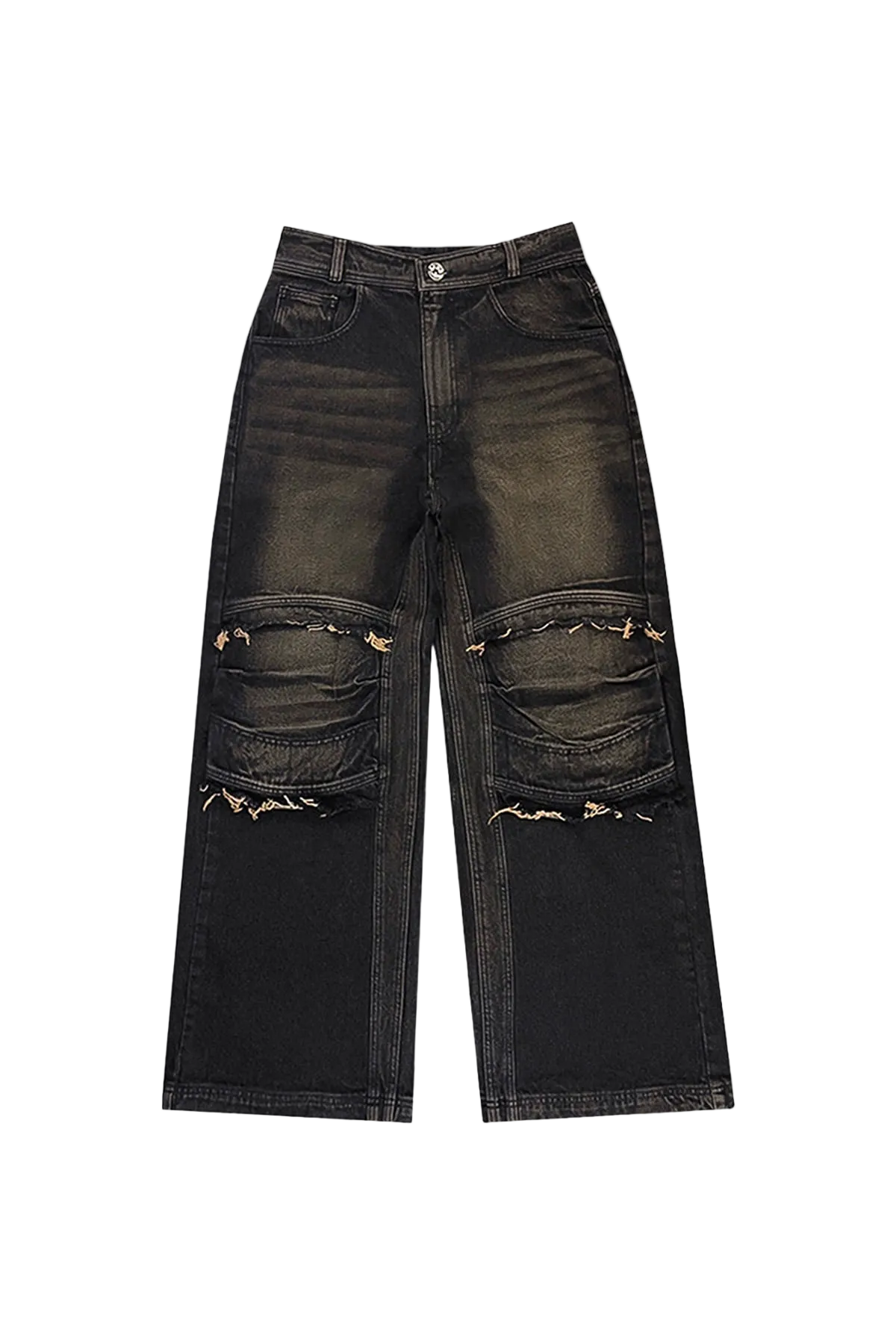 knee point washed denim pants