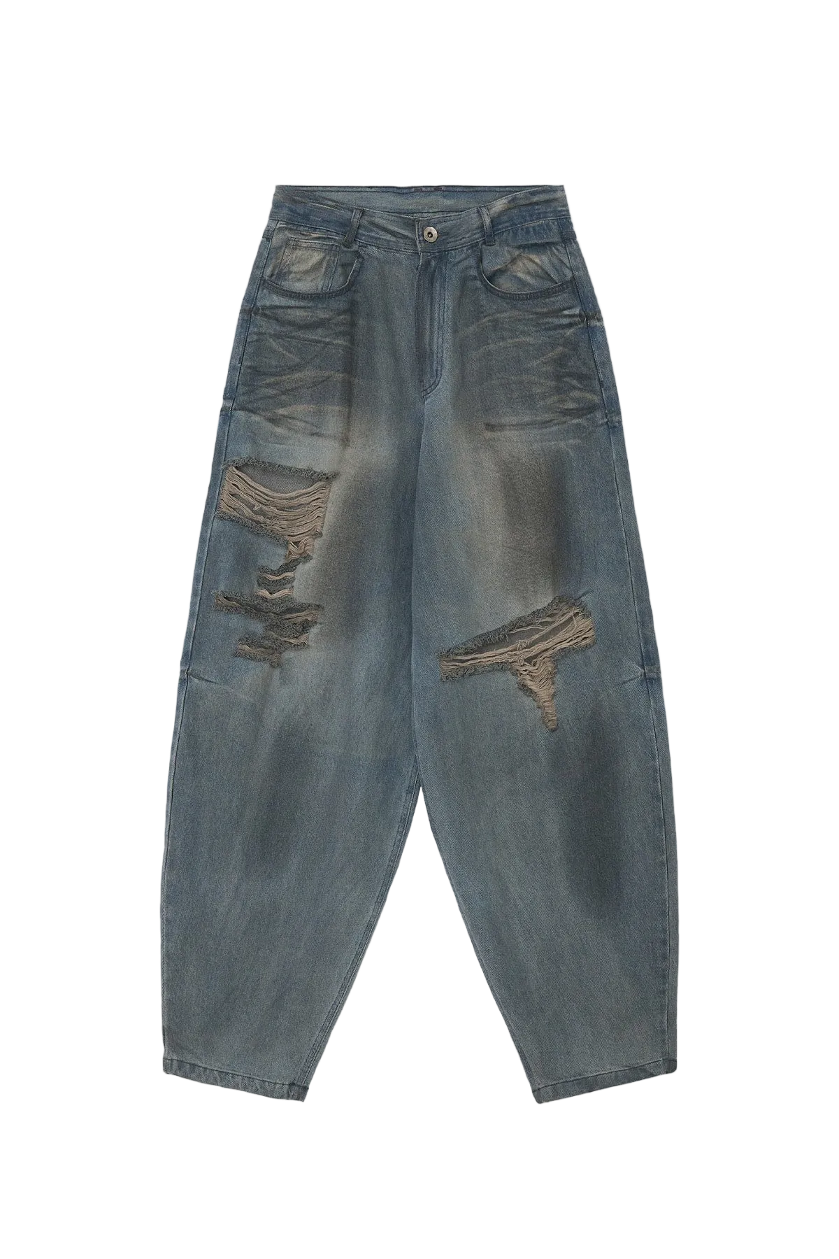 oil washed wide denim pants