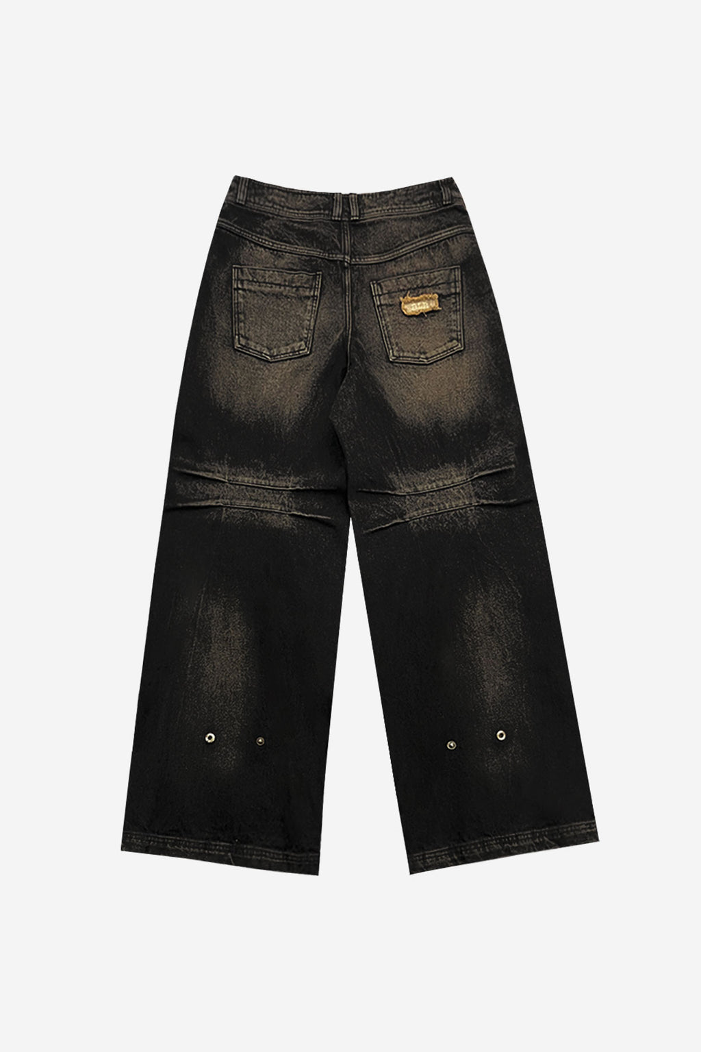 KNEE POINT WASHED DENIM PANTS BROWN