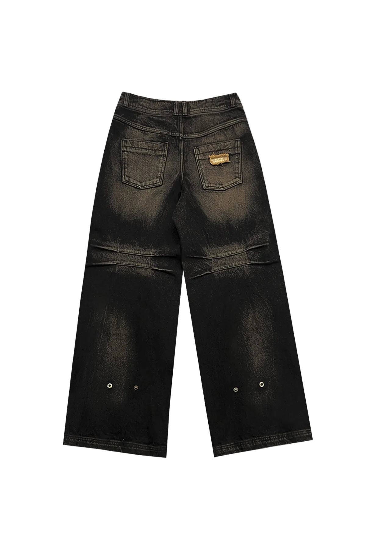 knee point washed denim pants