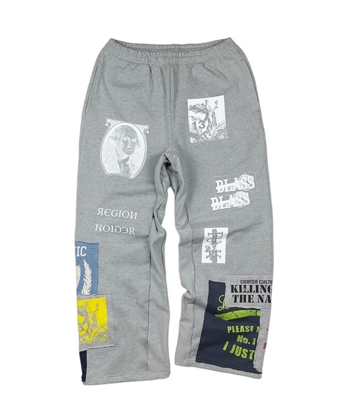 Recycle patchwork heavy sweat pants